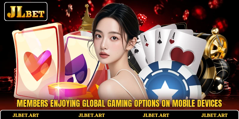 Members enjoying global gaming options on mobile devices
