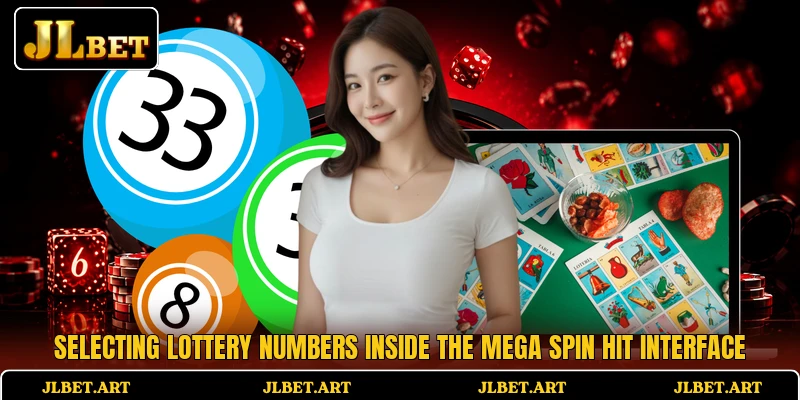 Selecting lottery numbers inside the Mega Spin Hit interface