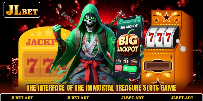 The interface of the Immortal Treasure Slots game
